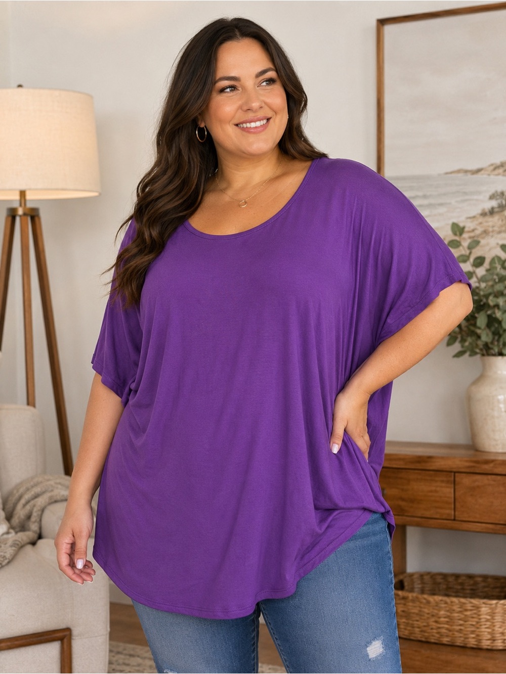 A.gain  Scoop Neck Purple Top Size 2X